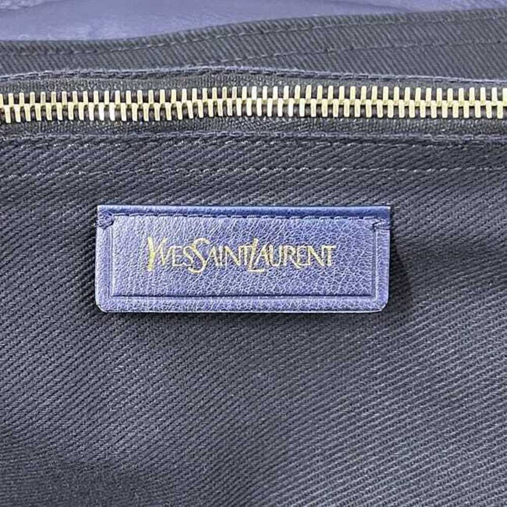 Saint Laurent Muse Two Handbag Navy Blue Leather Canvas Flap Bag Tote - Picture 4 of 10